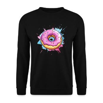 Beignet avec glaçage rose - Sweat-shirt Unisexe - noir - Devant - Alina (178cm) & Michal (187cm)
