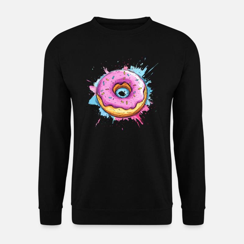 Donut mit pinker Glasur - Unisex Pullover - Schwarz