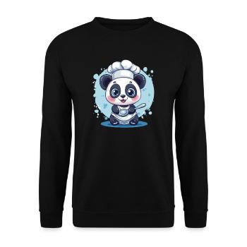 Panda avec toque de chef - Sweat-shirt Unisexe - noir - Devant - Alina (178cm) & Michal (187cm)