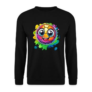 Football coloré avec un visage - Sweat-shirt Unisexe - noir - Devant - Alina (178cm) & Michal (187cm)