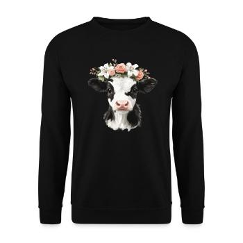 Fleur de vache avec couronne - Sweat-shirt Unisexe - noir - Devant - Alina (178cm) & Michal (187cm)