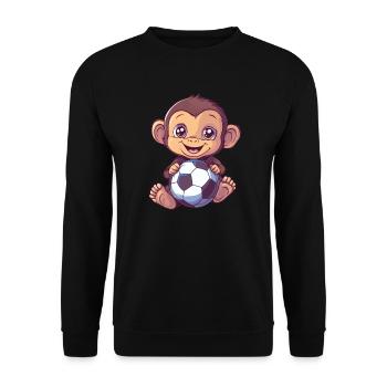 Affe mit Fußball - Unisex Pullover - Schwarz - Vorne - Alina (178cm) & Michal (187cm)