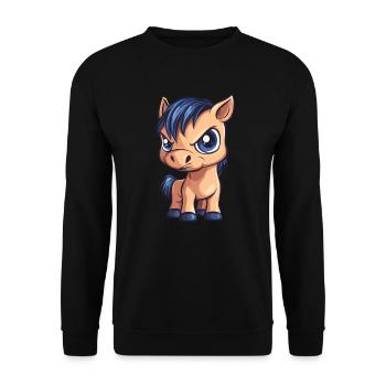 Pony Cartoon - Unisex Pullover - Schwarz - Vorne - Alina (178cm) & Michal (187cm)