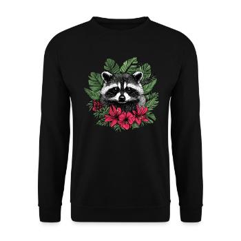 Raccoon in tropical look - Unisex Sweatshirt - black - Front - Alina (178cm) & Michal (187cm)