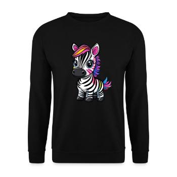 Colorful Striped Zebra - Unisex Sweatshirt - black - Front - Alina (178cm) & Michal (187cm)