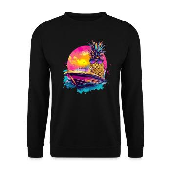 Cool pineapple in the boat - Unisex Sweatshirt - black - Front - Alina (178cm) & Michal (187cm)