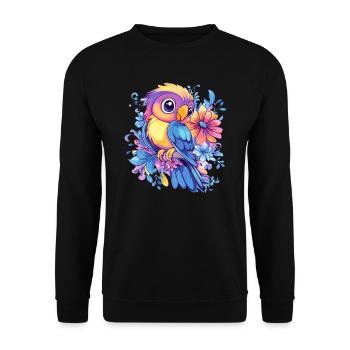 Parrot on flowers - Unisex Sweatshirt - black - Front - Alina (178cm) & Michal (187cm)
