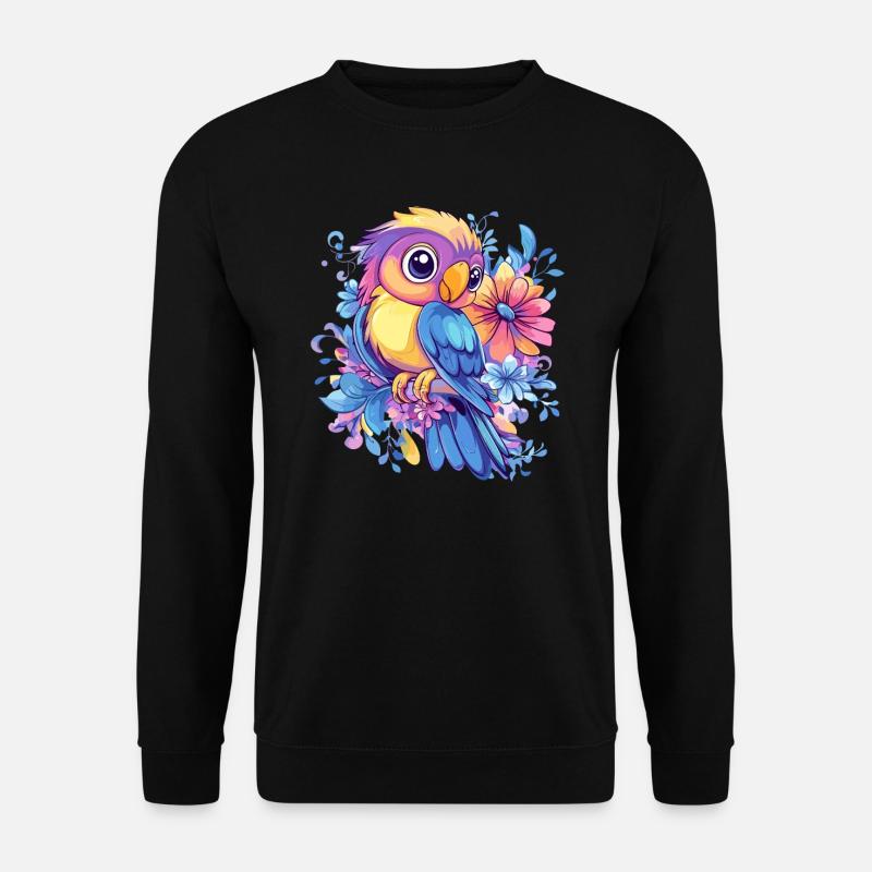 Parrot on flowers - Unisex Sweatshirt - black