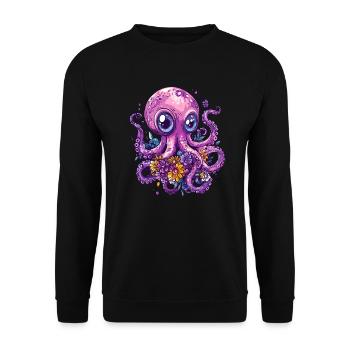 Pieuvre avec des fleurs - Sweat-shirt Unisexe - noir - Devant - Alina (178cm) & Michal (187cm)