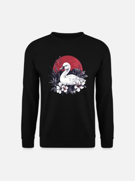 Swan with flowers - Unisex Sweatshirt - black
