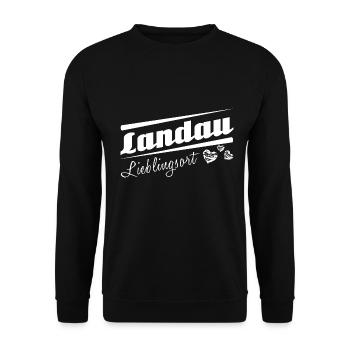 Landau - Lieblingsort mit Stadtnamen - Unisex Pullover - Schwarz - Vorne - Alina (178cm) & Michal (187cm)
