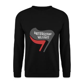 FLAGGE ANTIFA FLAGGEN ITALIENISCH ANTIFASCISMO - Unisex Pullover - Schwarz - Vorne - Alina (178cm) & Michal (187cm)