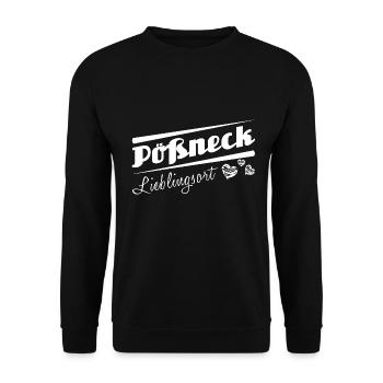 Pößneck - Lieblingsort mit Stadtnamen - Unisex Pullover - Schwarz - Vorne - Alina (178cm) & Michal (187cm)