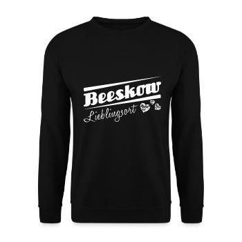 Beeskow - Lieblingsort mit Stadtnamen - Unisex Pullover - Schwarz - Vorne - Alina (178cm) & Michal (187cm)