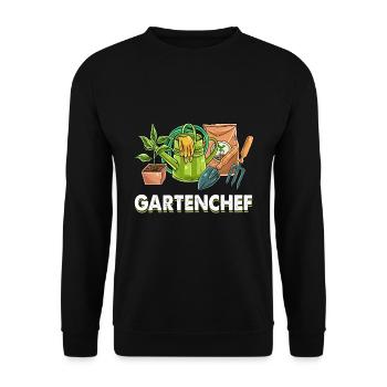 Gartenchef Gartenarbeit Gärtner Hobbygärtner Hobby - Unisex Pullover - Schwarz - Vorne - Alina (178cm) & Michal (187cm)
