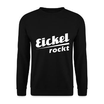 Eickel rockt - Textdesign mit Stadtnamen - Unisex Pullover - Schwarz - Vorne - Alina (178cm) & Michal (187cm)