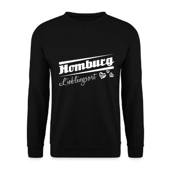 Homburg - Lieblingsort mit Stadtnamen - Unisex Pullover - Schwarz - Vorne - Alina (178cm) & Michal (187cm)