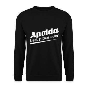 Apolda - Stadt best place ever - Unisex Pullover - Schwarz - Vorne - Alina (178cm) & Michal (187cm)