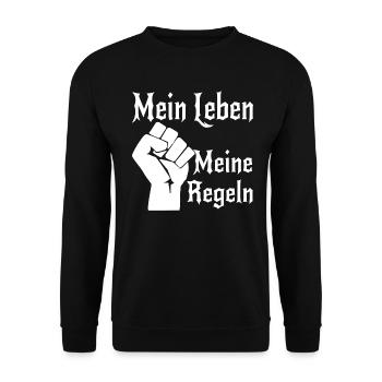 Mein Leben, meine Regeln - Unisex Pullover - Schwarz - Vorne - Alina (178cm) & Michal (187cm)