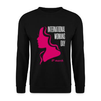 Journée internationale de la femme 8 mars - Sweat-shirt Unisexe - noir - Devant - Alina (178cm) & Michal (187cm)