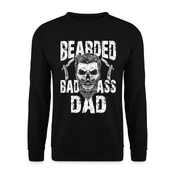 Bärtiger Papa Vollbart Totenkopf Barber Haare Bart - Unisex Pullover - Schwarz - Vorne - Alina (178cm) & Michal (187cm)