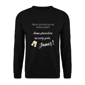 Nouvel An Nouvel An James Dinner Drôle sort fête - Sweat-shirt Unisexe - noir - Devant - Alina (178cm) & Michal (187cm)