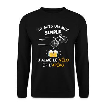 Mec Vélo et apéro - Sweat-shirt Unisexe - noir - Devant - Alina (178cm) & Michal (187cm)