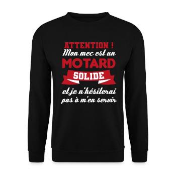 cadeau marrant coule mec solide motard - Sweat-shirt Unisexe - noir - Devant - Alina (178cm) & Michal (187cm)