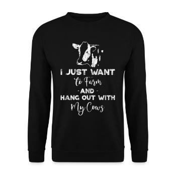 I Just Want To Farm And Hang Out With My Cows 2 - Unisex Sweatshirt - black - Front - Alina (178cm) & Michal (187cm)