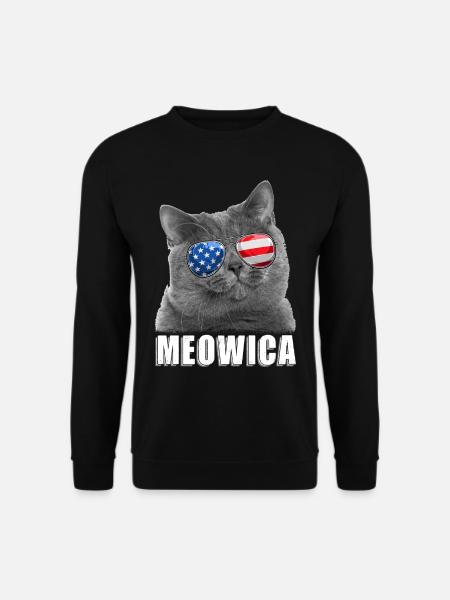 Cat 4th of July USA American Flag - Unisex Sweatshirt - black