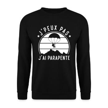 J'peux Pas j'ai Parapente, Cadeau Parapentiste - Sweat-shirt Unisexe - noir - Devant - Alina (178cm) & Michal (187cm)