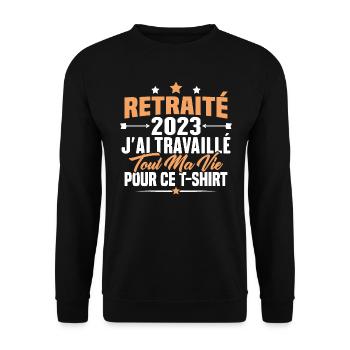Retraité En 2023 / Humour Cadeau Retraité 2023 - Sweat-shirt Unisexe - noir - Devant - Alina (178cm) & Michal (187cm)