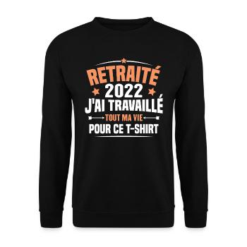Retraité En 2022 / Humour Cadeau Retraité 2022 - Sweat-shirt Unisexe - noir - Devant - Alina (178cm) & Michal (187cm)