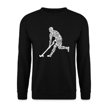 Feldhockey Symbole Jungen Kinder Hockeyspieler - Unisex Pullover - Schwarz - Vorne - Alina (178cm) & Michal (187cm)