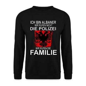 Ich bin Albaner, wir rufen die Familie, Shqiponja - Unisex Pullover - Schwarz - Vorne - Alina (178cm) & Michal (187cm)