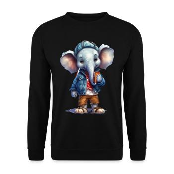 Dessin animé d’éléphant mignon - Sweat-shirt Unisexe - noir - Devant - Alina (178cm) & Michal (187cm)