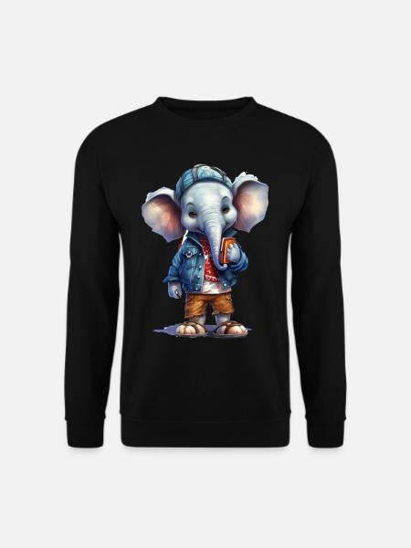 Cute Elephant Cartoon - Unisex Sweatshirt - black