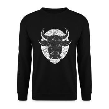 Wütender Bulle Stier - Unisex Pullover - Schwarz - Vorne - Alina (178cm) & Michal (187cm)