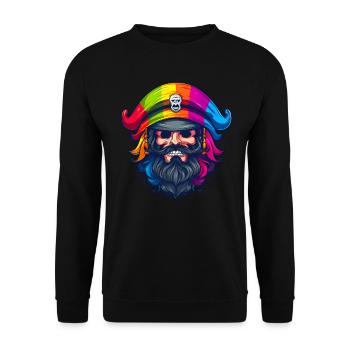 Pirate maléfique avec chapeau coloré - Sweat-shirt Unisexe - noir - Devant - Alina (178cm) & Michal (187cm)