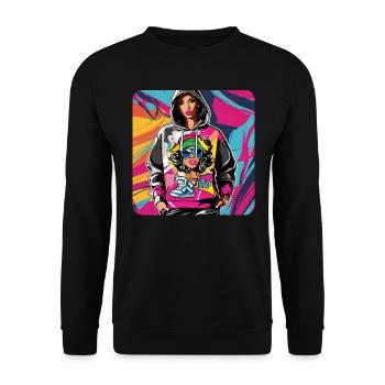 Cool Girl Graffiti Hip Hop Rap Skater - Unisex Sweatshirt - black - Front - Alina (178cm) & Michal (187cm)