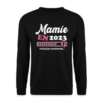 Mamie en 2023 Humour Cadeau - Sweat-shirt Unisexe - noir - Devant - Alina (178cm) & Michal (187cm)