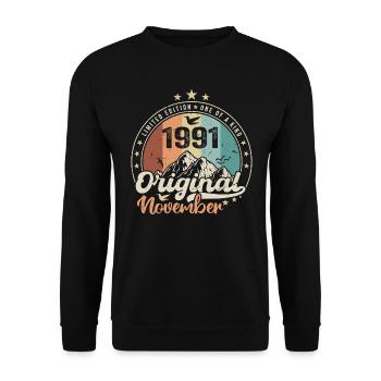 Die Legenden wurden im November 1991 geboren Geschenk - Unisex Pullover - Schwarz - Vorne - Alina (178cm) & Michal (187cm)