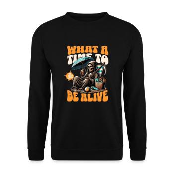 Grim Reaper on the Beach - No More Deadlines - Unisex Sweatshirt - black - Front - Alina (178cm) & Michal (187cm)