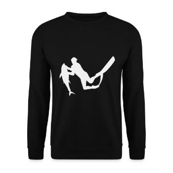Speerfischen Tauchen Freediving Fischer Apnoe - Unisex Pullover - Schwarz - Vorne - Alina (178cm) & Michal (187cm)