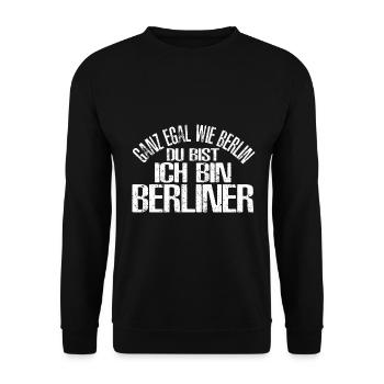 Berlin Spruch Deutschland Geschenk Skyline - Unisex Pullover - Schwarz - Vorne - Alina (178cm) & Michal (187cm)