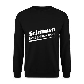 Grimmen - Stadt best place ever - Unisex Pullover - Schwarz - Vorne - Alina (178cm) & Michal (187cm)