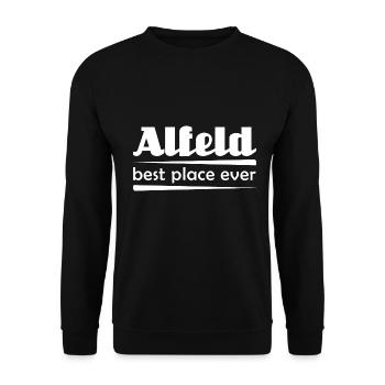 Alfeld - Stadt best place ever - Unisex Pullover - Schwarz - Vorne - Alina (178cm) & Michal (187cm)