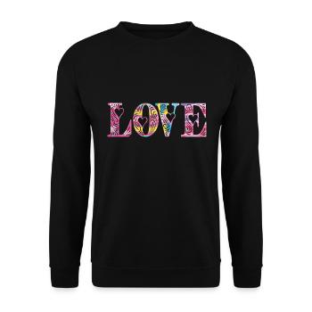 Love - Unisex Pullover - Schwarz - Vorne - Alina (178cm) & Michal (187cm)