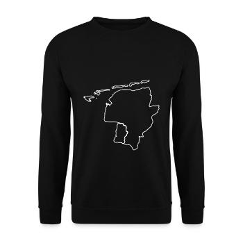 Ostfriesland Karte Silhouette - Geschenkidee - Unisex Pullover - Schwarz - Vorne - Alina (178cm) & Michal (187cm)