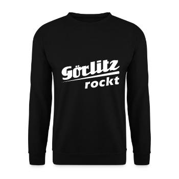 Görlitz rockt - Textdesign mit Stadtnamen - Unisex Pullover - Schwarz - Vorne - Alina (178cm) & Michal (187cm)